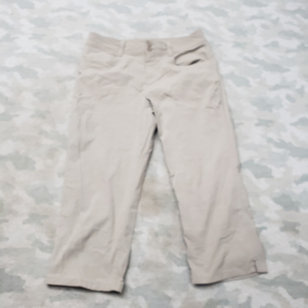 Eddie Bauer Pants Womens 8 Beige Travex Hiking Outdoor Stretch Crop Pockets